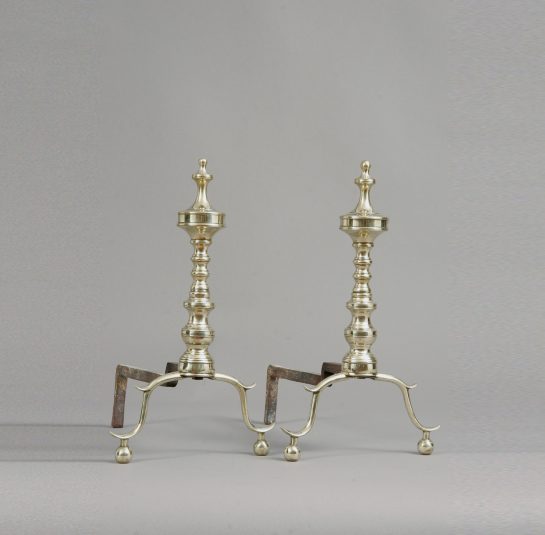 Diminutive Pair of Federal Turned Urn Form Andirons