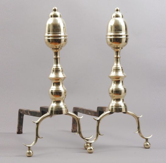 Pair of Federal Acorn Top Andirons