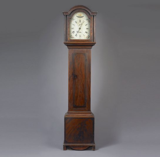 Federal Paint Decorated Clock with Wooden Works and a Painted Dial