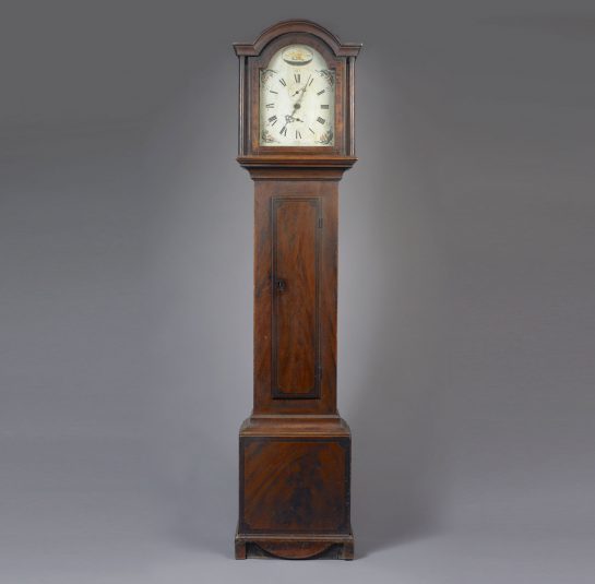 Federal Paint Decorated Clock with Wooden Works and a Painted Dial