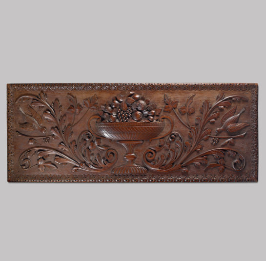 Carved Overmantle Panel Depicting a Compote with Fruit