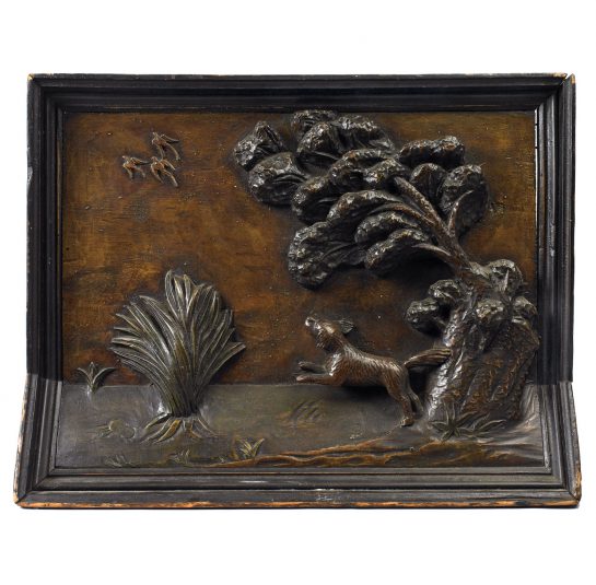 Sporting Diorama with a Dog Flushing Birds Out of the Woods