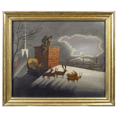 Saint Nicholas on the Rooftop with His Reindeer