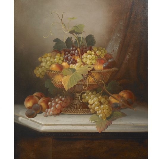 Still Life of Fruit on a Marble Console