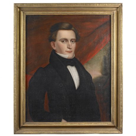 Portrait of a Gentleman Standing in Front of Red Drapery