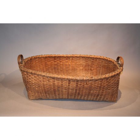 Splint Woven Gathering Basket with Carved Handles