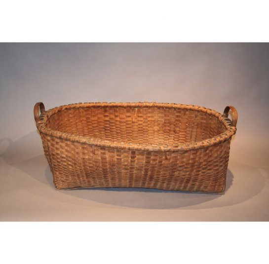 Splint Woven Gathering Basket with Carved Handles