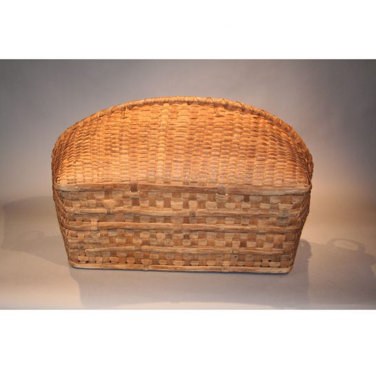 Splint Woven Gathering Basket with Carved Handles