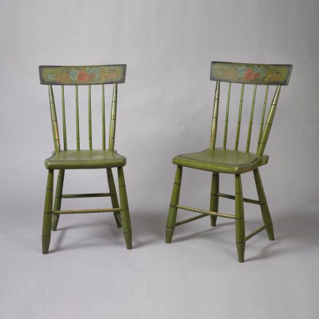 Apple Green Paint Plank Seat Chairs