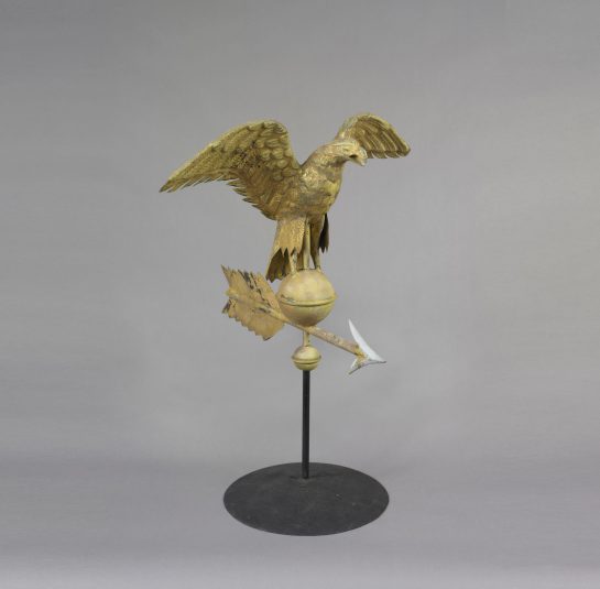 Full Body Eagle Weathervane Perched on a Ball with Outstretched Wings