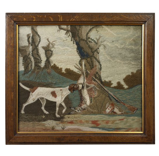 Portrait of a Pointer with Hanging Rabbit and Pheasant