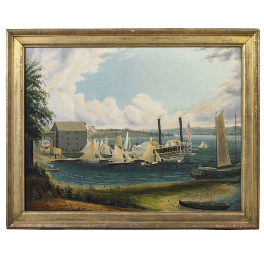 American Folk Painting of a Regatta on Lake Seneca, New York