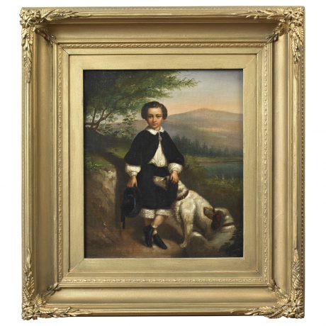 Portrait of a Young Boy with His Dogs