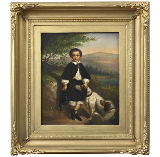 Portrait of a Young Boy with His Dogs