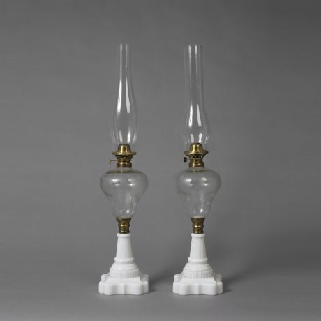 Pair of Oil Lamps with Eagles