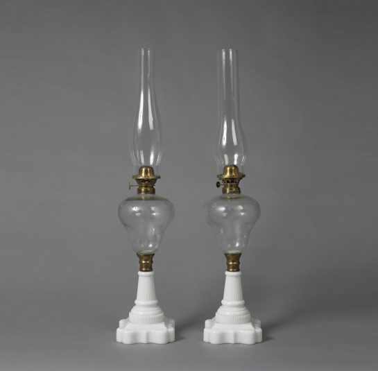 Pair of Oil Lamps with Eagles