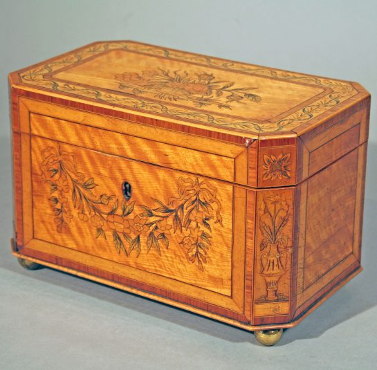 Inlaid Tea Caddy with Canted Corners