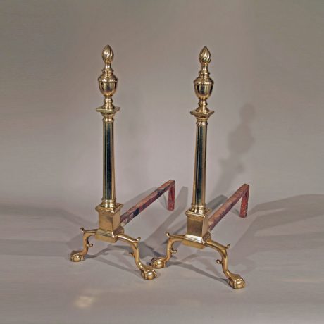 Rare Pair of Transitional Chippendale Andirons