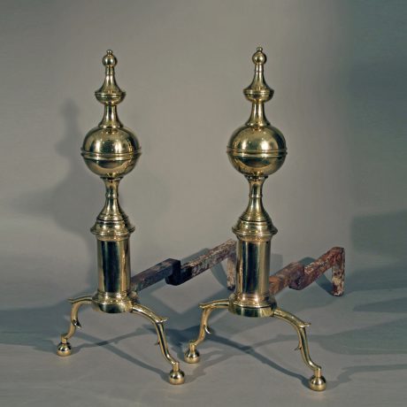 Pair of Federal Andirons, Ball Top with Urn Finials