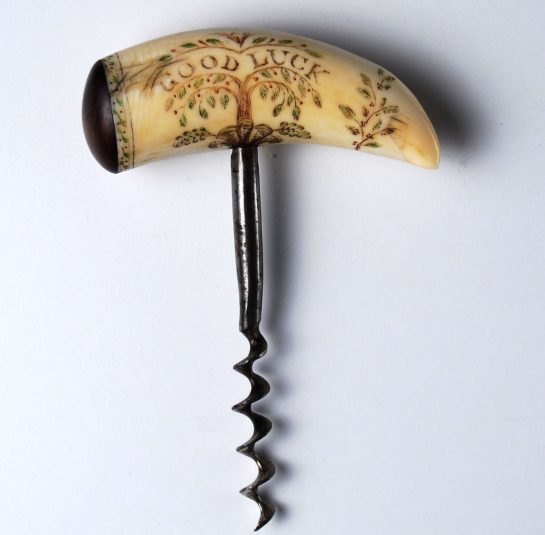 Whale Tooth finely engraved in color with the Tree of Life and Leaves