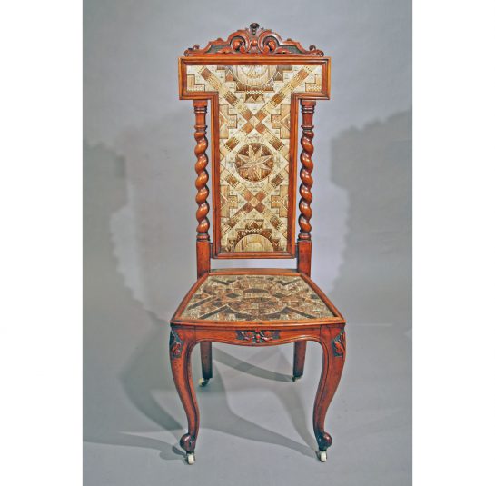 Side Chair with Micmac Porcupine Quillwork Panels   Probably Scottish, 1850-1875