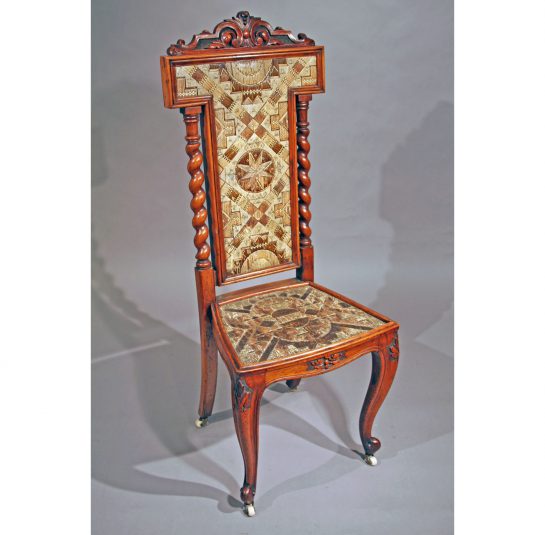 Side Chair with Micmac Porcupine Quillwork Panels   Probably Scottish, 1850-1875