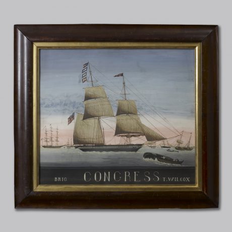 Whaling Scene with American Ship "Brig Congress T. Wilcox"