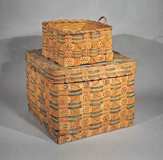 Pair of Splint Woven Painted Baskets