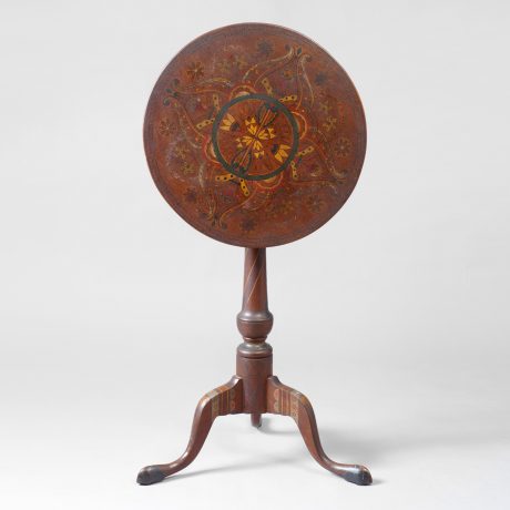 Rare and Unique Paint Decorated Tilt-top Candlestand