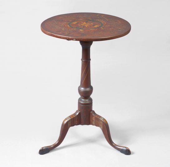 Rare and Unique Paint Decorated Tilt-top Candlestand