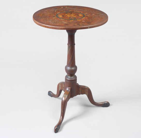 Rare and Unique Paint Decorated Tilt-top Candlestand