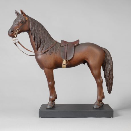 Carved Horse with Leather Saddle