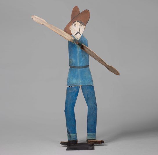 A Rare Whirligig, Cowboy-form Scarecrow