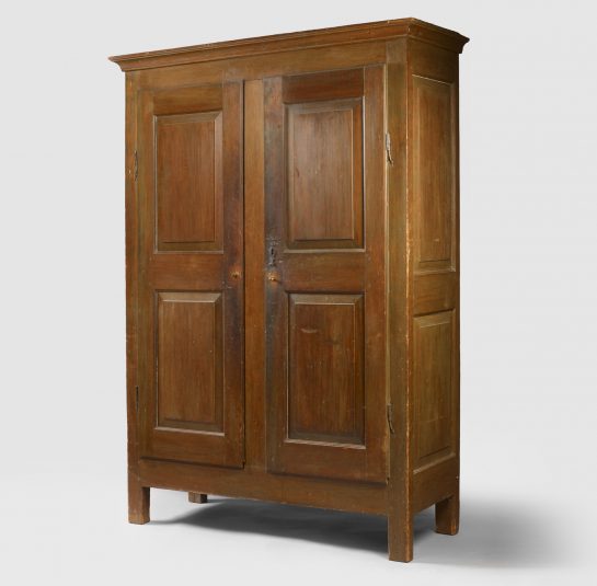 Rare Raised-Panel Two-Door Painted Cupboard