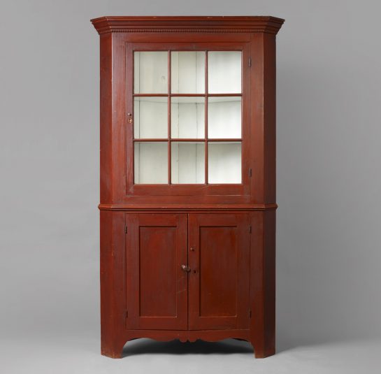 Federal Red-Painted Corner Cupboard