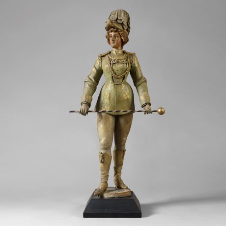 Carved and Painted Band Organ Figure of a Young Woman Dressed in a Parade Unifo