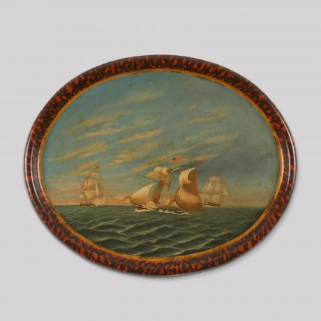 Painted Tray of a Battle Scene