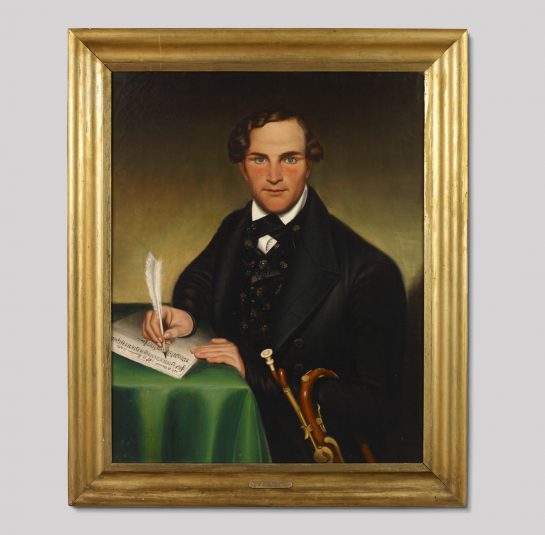 Portrait of a Gentleman Holding a Horn While Writing Music