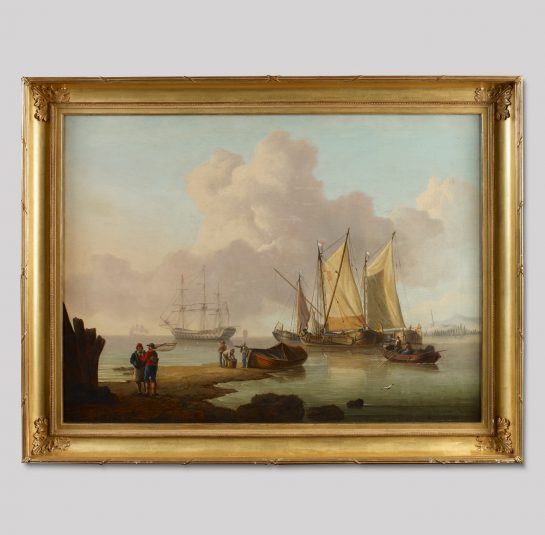 Ships in a Harbor with Figures on the Shore