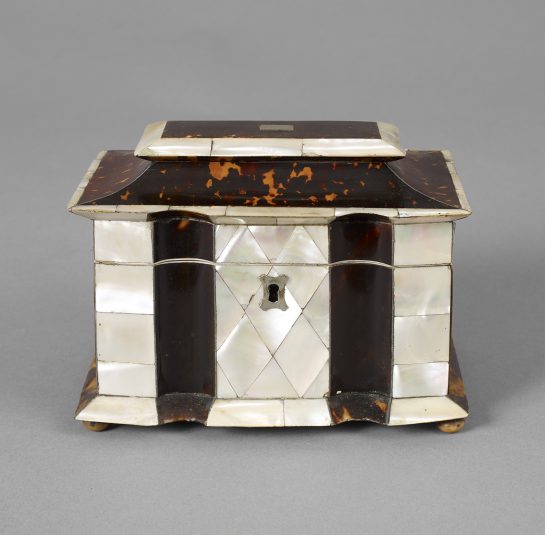 Rare Tortoise-Shell and Mother of Pearl Tea Caddy