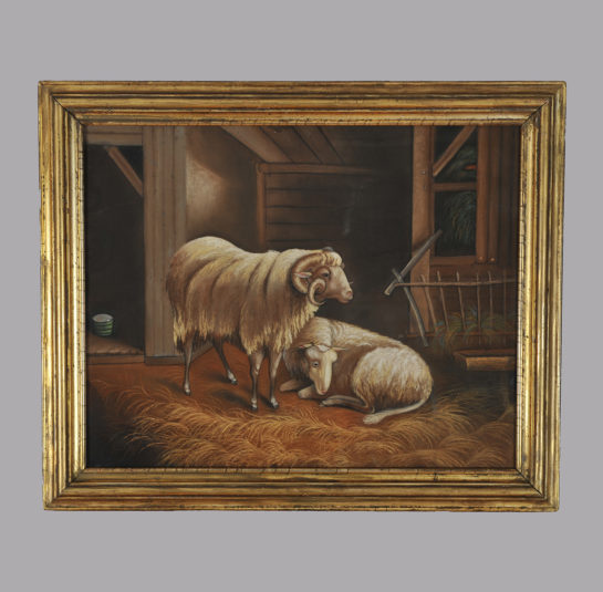 Barn Scene with Ram and Ewe