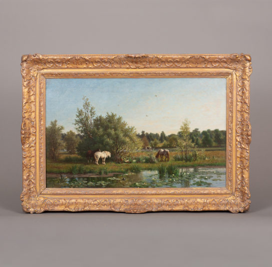 Landscape View of Cows by a River