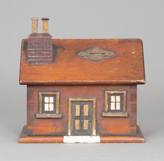 Carved and Painted House-Form Bank