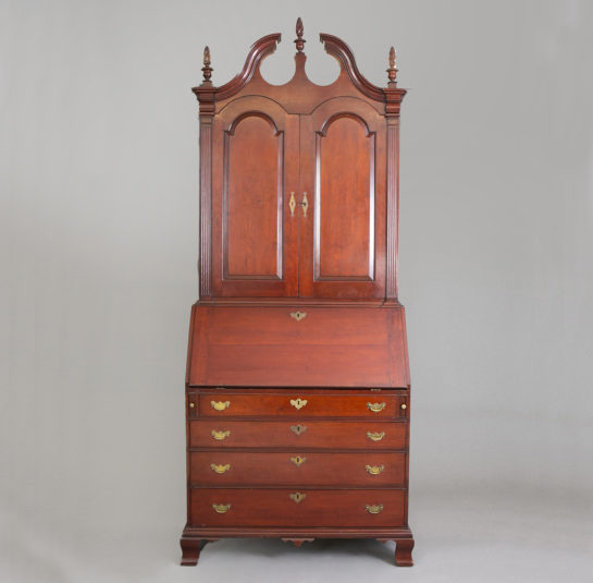 Chippendale Scroll Top Secretary and Bookcase