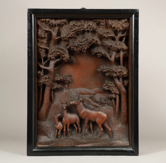 Carved Diorama of Deer