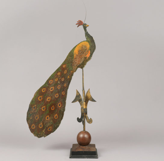 Painted Peacock Roof Ornament or Weathervane