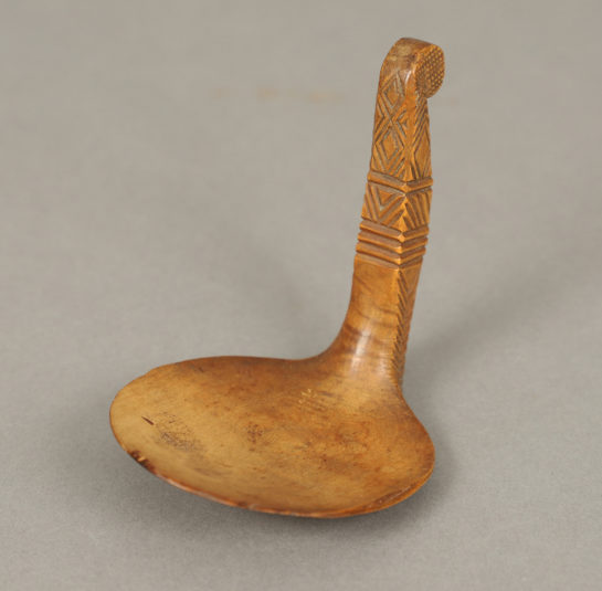 Rare Carved Wooden Butter-Pat Spoon