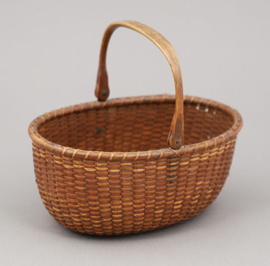 Rare Diminutive Size Oval Swing Handle Nantucket Basket