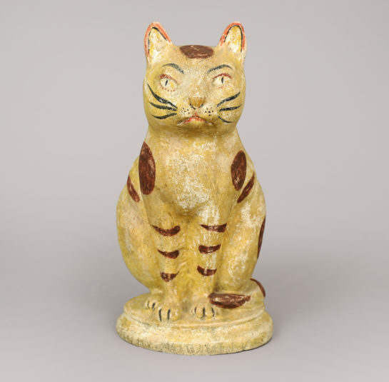 Large Chalkware Figure of a Seated Cat