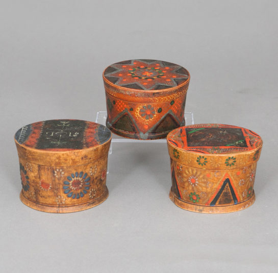 Three Exceptional Paint Decorated Boxes